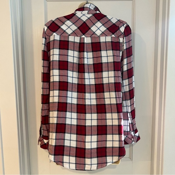 Super Soft beachlunchlounge Red Flannel Button Down Shirt Womens Size X-Small - Picture 3 of 4